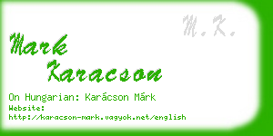 mark karacson business card